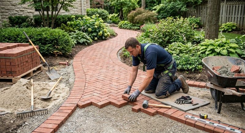 Brick Landscaping Installation in Worcester, MA